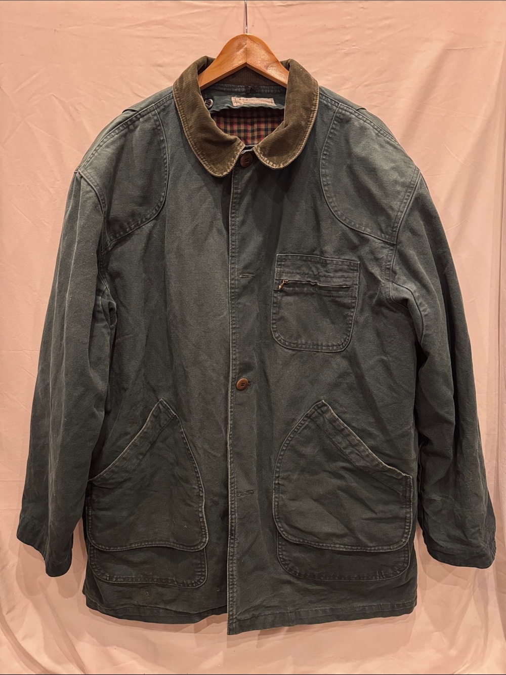 Vintage LL Bean Barn Chore Coat Jacket Mens XL Green Canvas Made in USA 90s